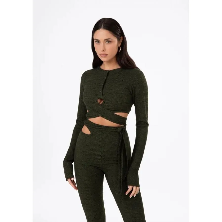 Effek Crop Top Manica Lunga