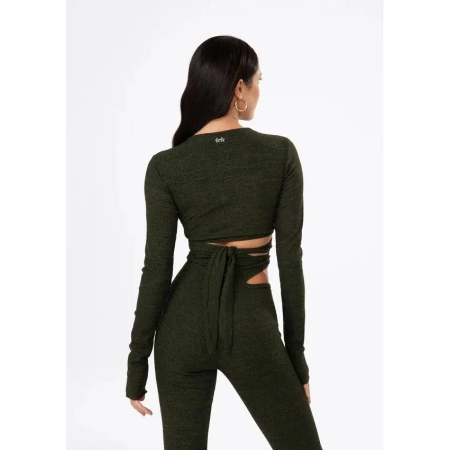 Effek Crop Top Manica Lunga