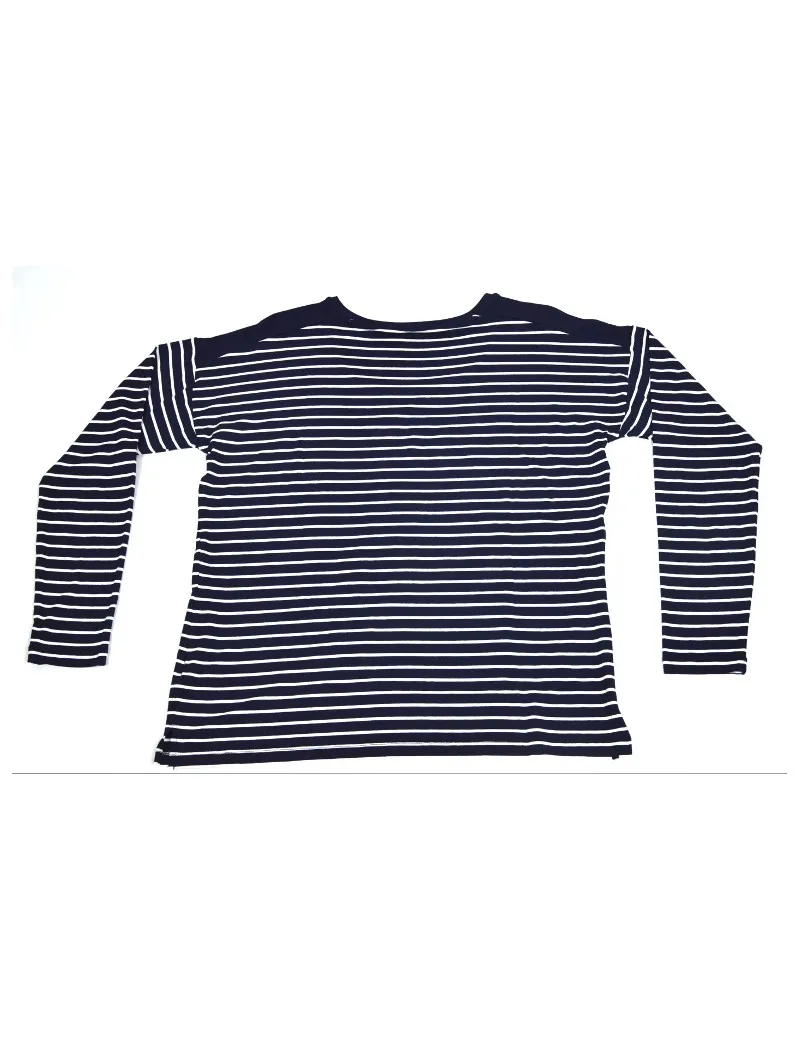 ELENA MIRO' t-shirt maglia manica lunga blu a righe bianche