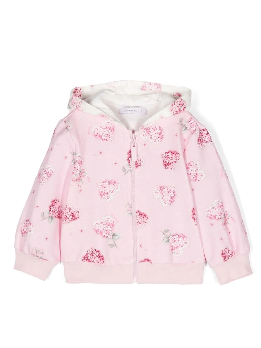 Felpa con cappuccio per neonata Monnalisa rosa con cotone elasticizzato