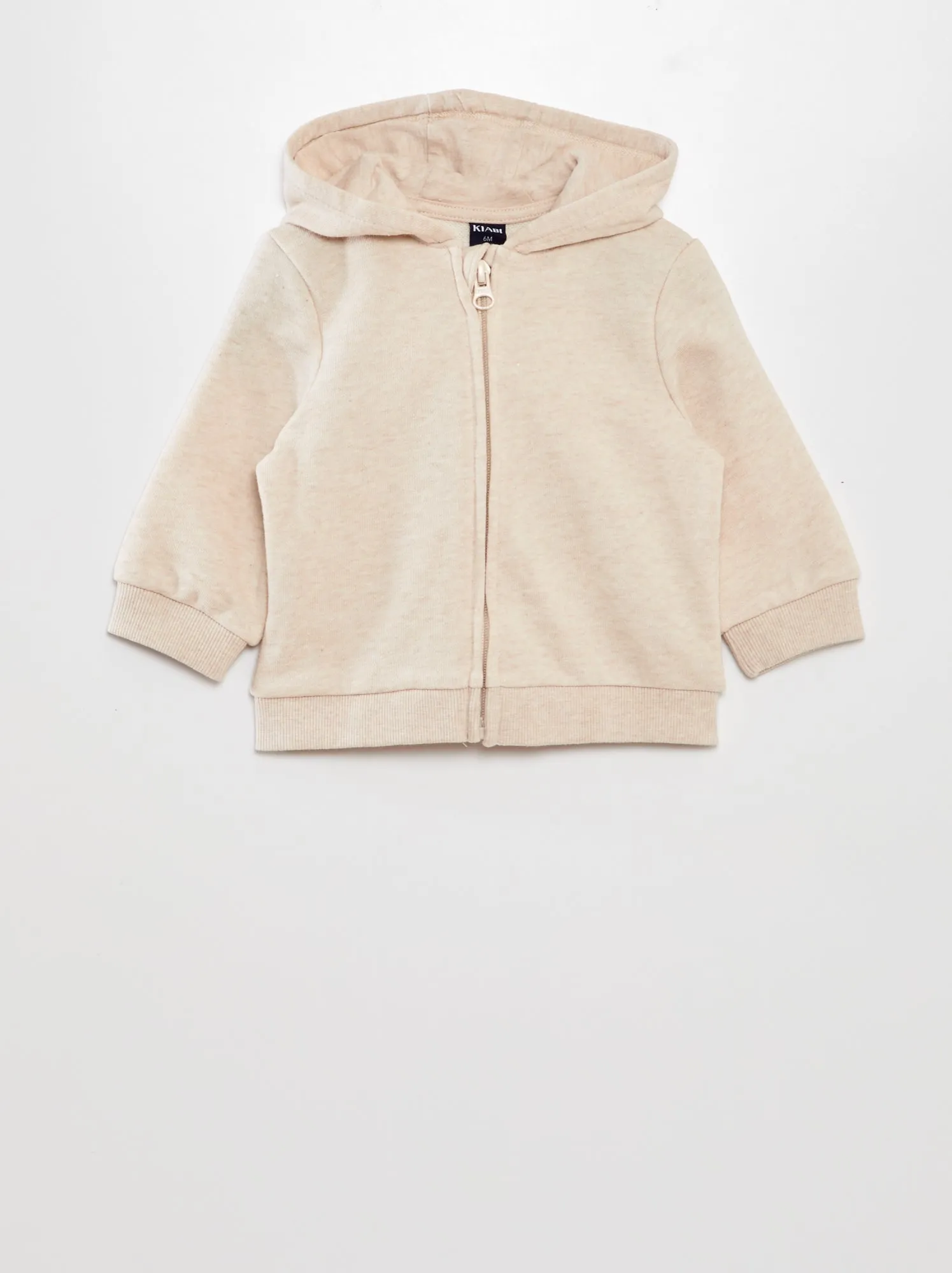 Felpa in tessuto felpato con cappuccio - BEIGE