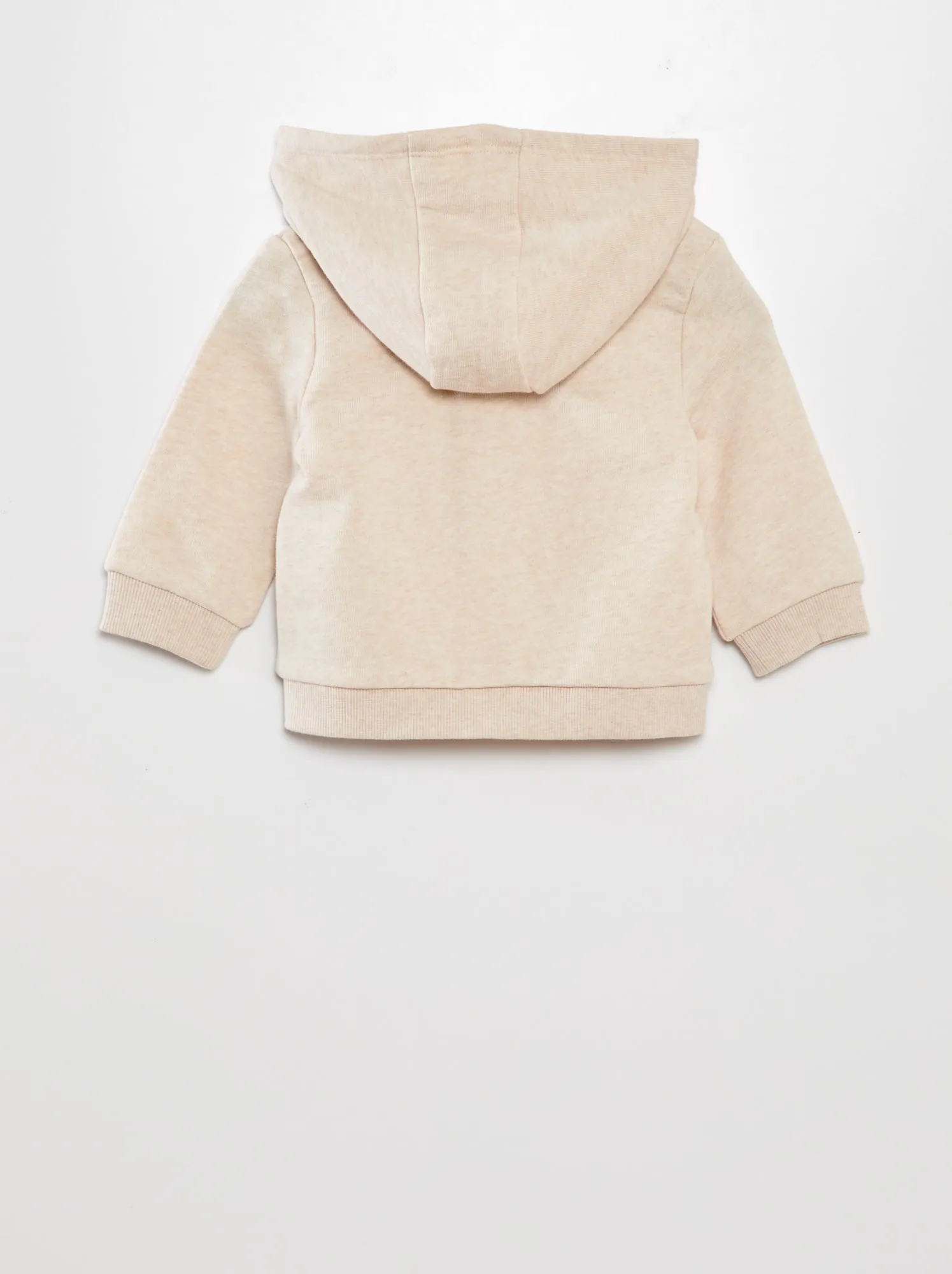 Felpa in tessuto felpato con cappuccio - BEIGE