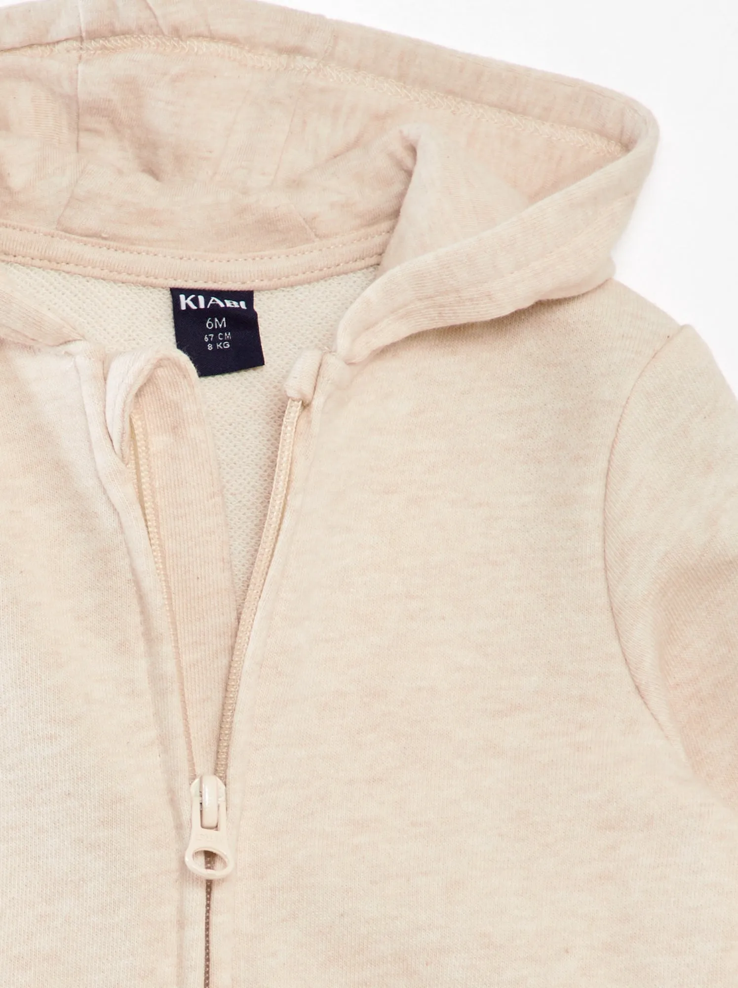 Felpa in tessuto felpato con cappuccio - BEIGE