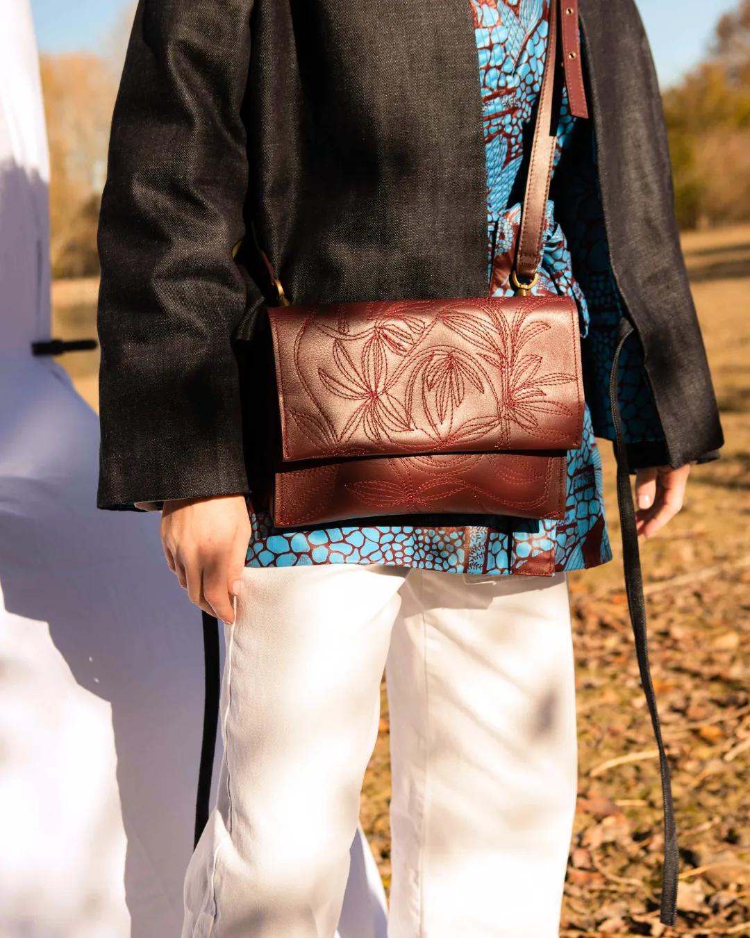 Flowers on leather