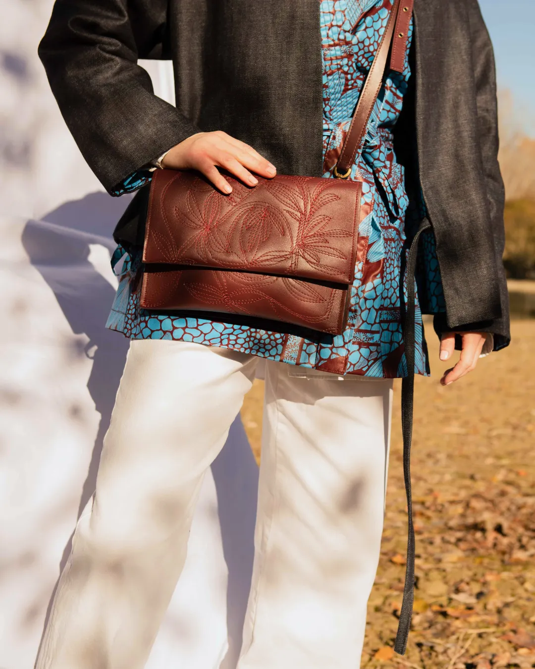 Flowers on leather
