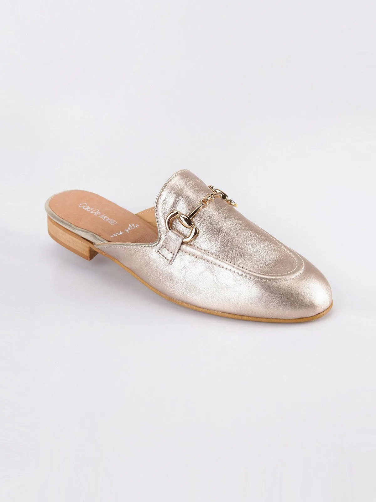 Gaia De Monte Sabot en cuir avec perles  bronze