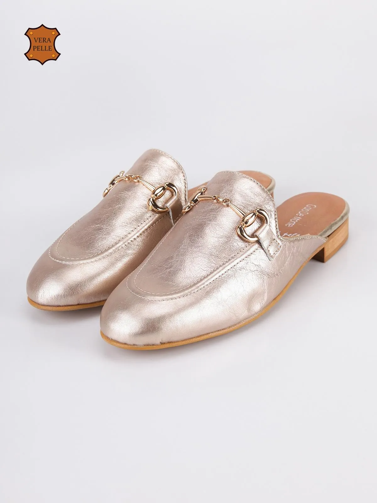 Gaia De Monte Sabot en cuir avec perles  bronze