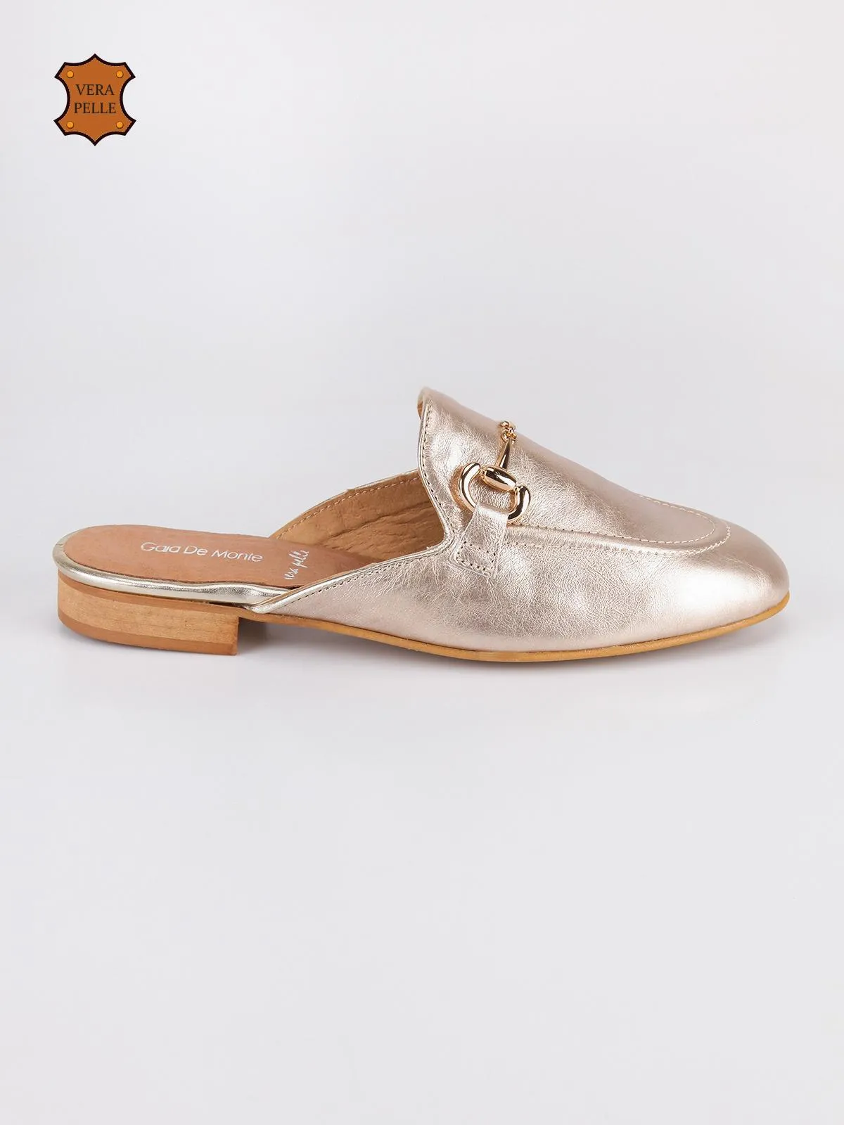Gaia De Monte Sabot en cuir avec perles  bronze