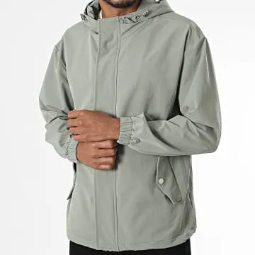 Giacca con zip e cappuccio verde kaki