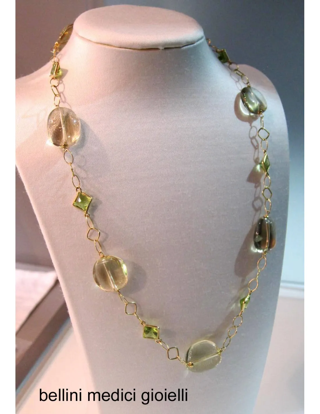 Girocollo con quarzo citrino e peridoto