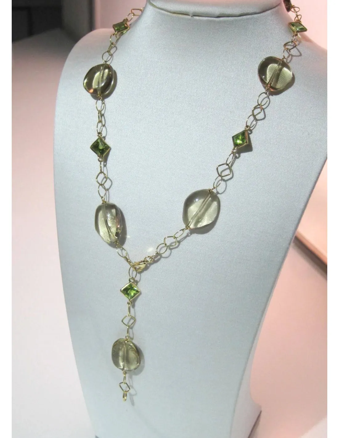 Girocollo con quarzo citrino e peridoto