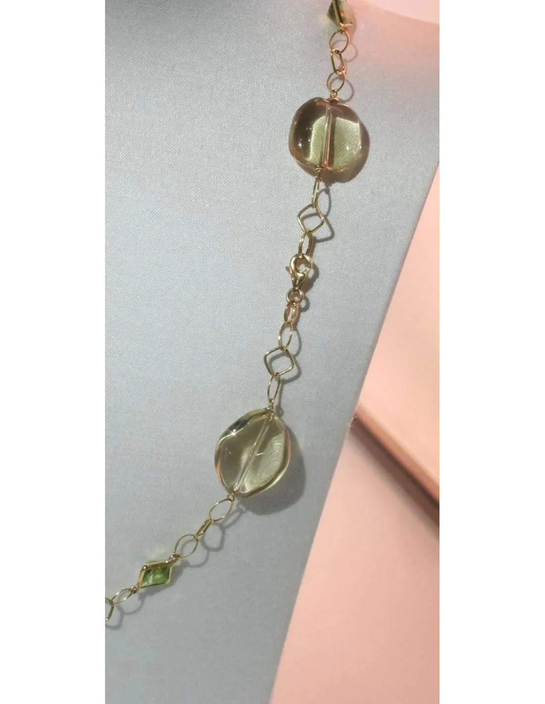 Girocollo con quarzo citrino e peridoto