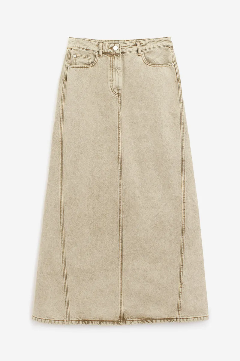 Gonna MAXI DENIM in cotone beige