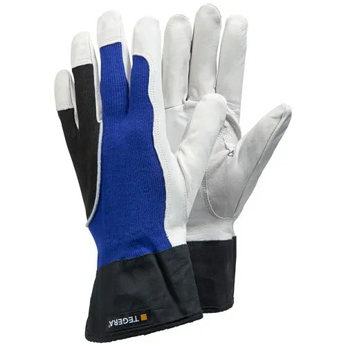 Guanti da lavoro Tegera TEGERA, Tg. 8, in Cotone, pelle, col. Nero, Blu, Bianco