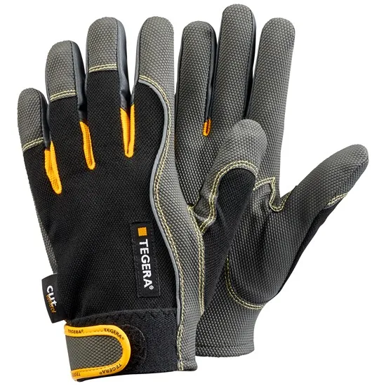 Guanti da lavoro Tegera TEGERA, Tg. 8, in Pelle sintetica, col. Nero, Grigio, Giallo