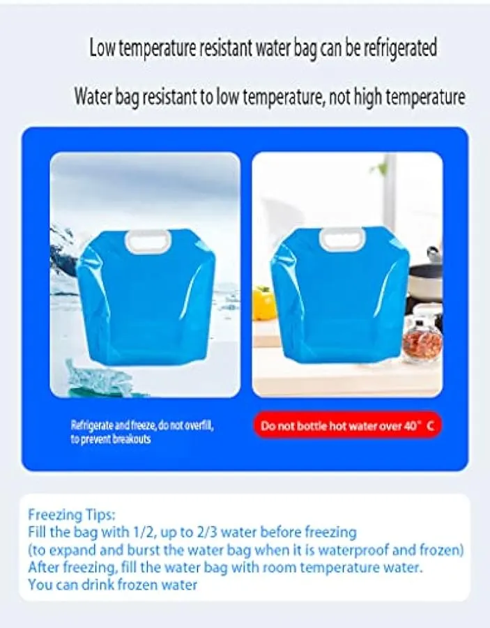 HZLGFX 2 contenitori Pieghevoli per Acqua, da 5 l e 10 l, tanica dell’Acqua trasportabile, per Campeggio, Escursionismo, Picnic,