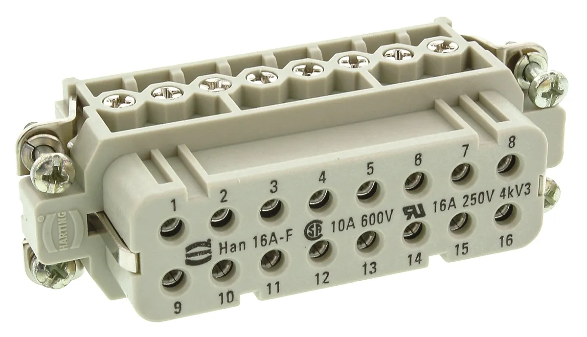 Inserto connettore HARTING, Femmina, serie Han A, 16A, 16 vie