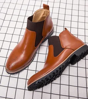 Inverno italiano fatto a mano al 100 da uomo Slipon Boots Brogue Brown Chelsea Boots Driving Luxury Allmatch Scarpe casual da u