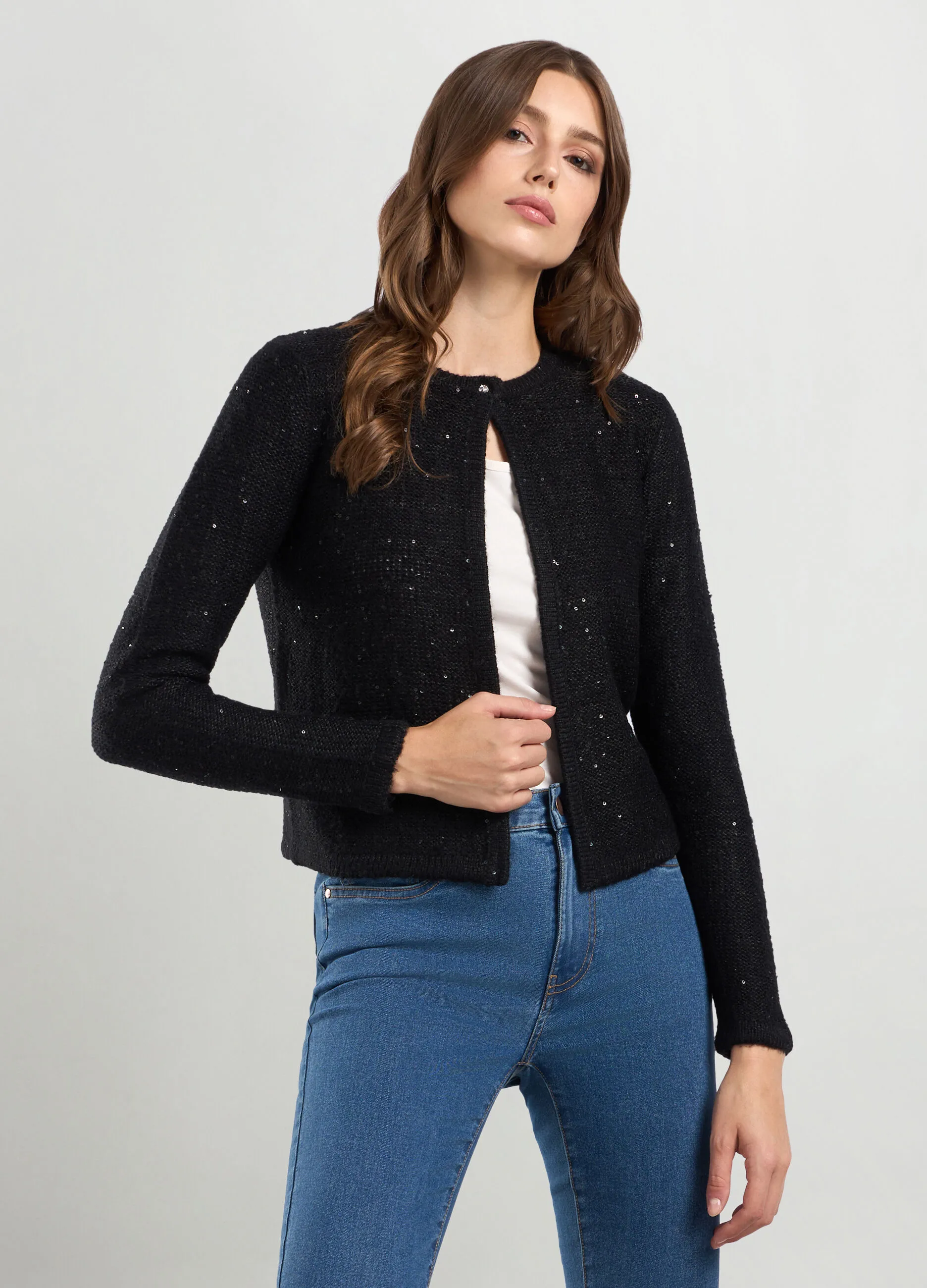 IWIE  Cardigan tricot con paillettes donna