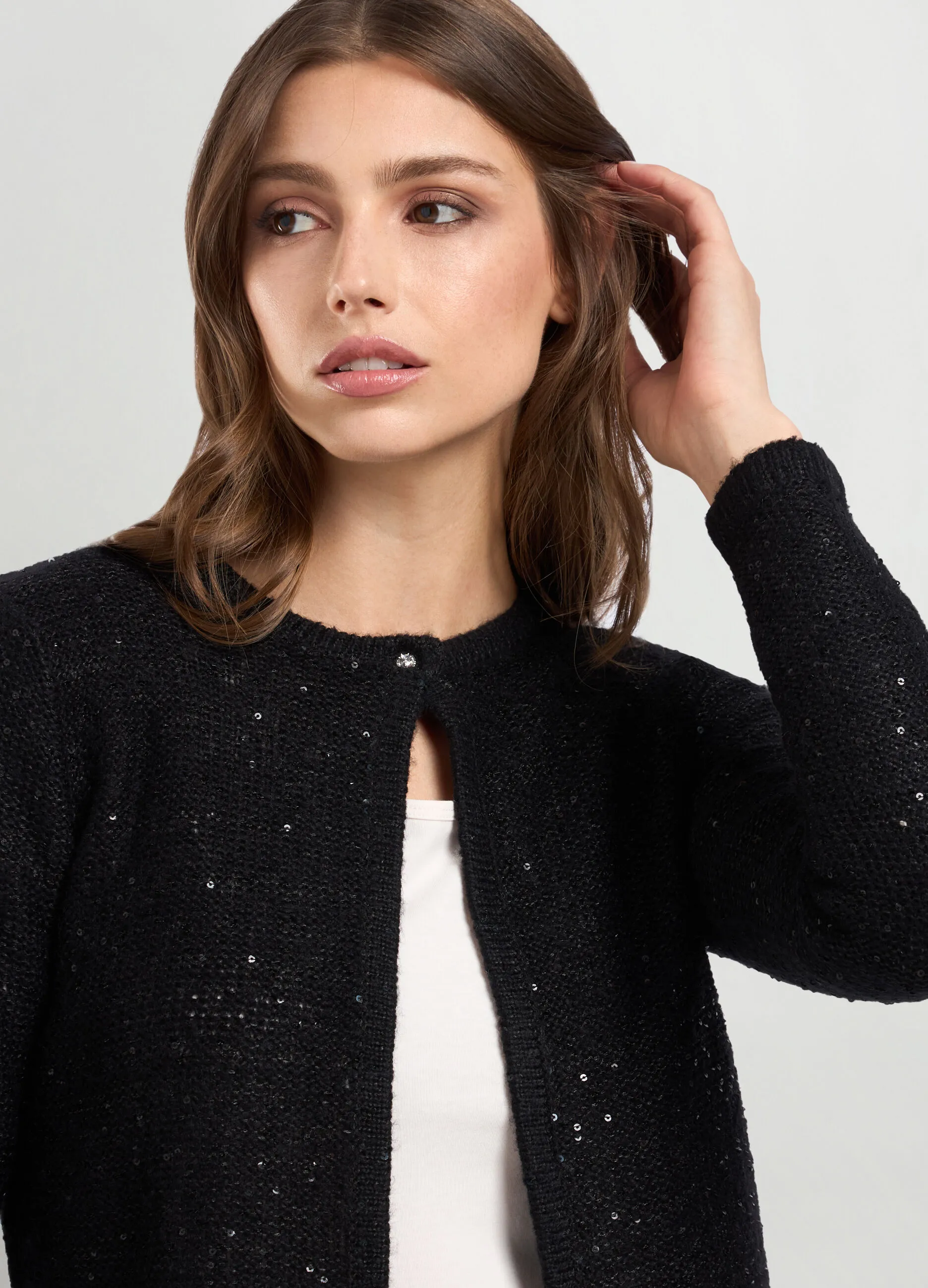 IWIE  Cardigan tricot con paillettes donna