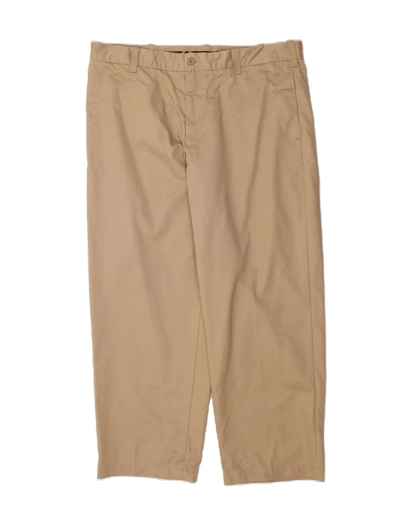 IZOD Mens Straight Chino Trousers W40 L30 Beige Cotton