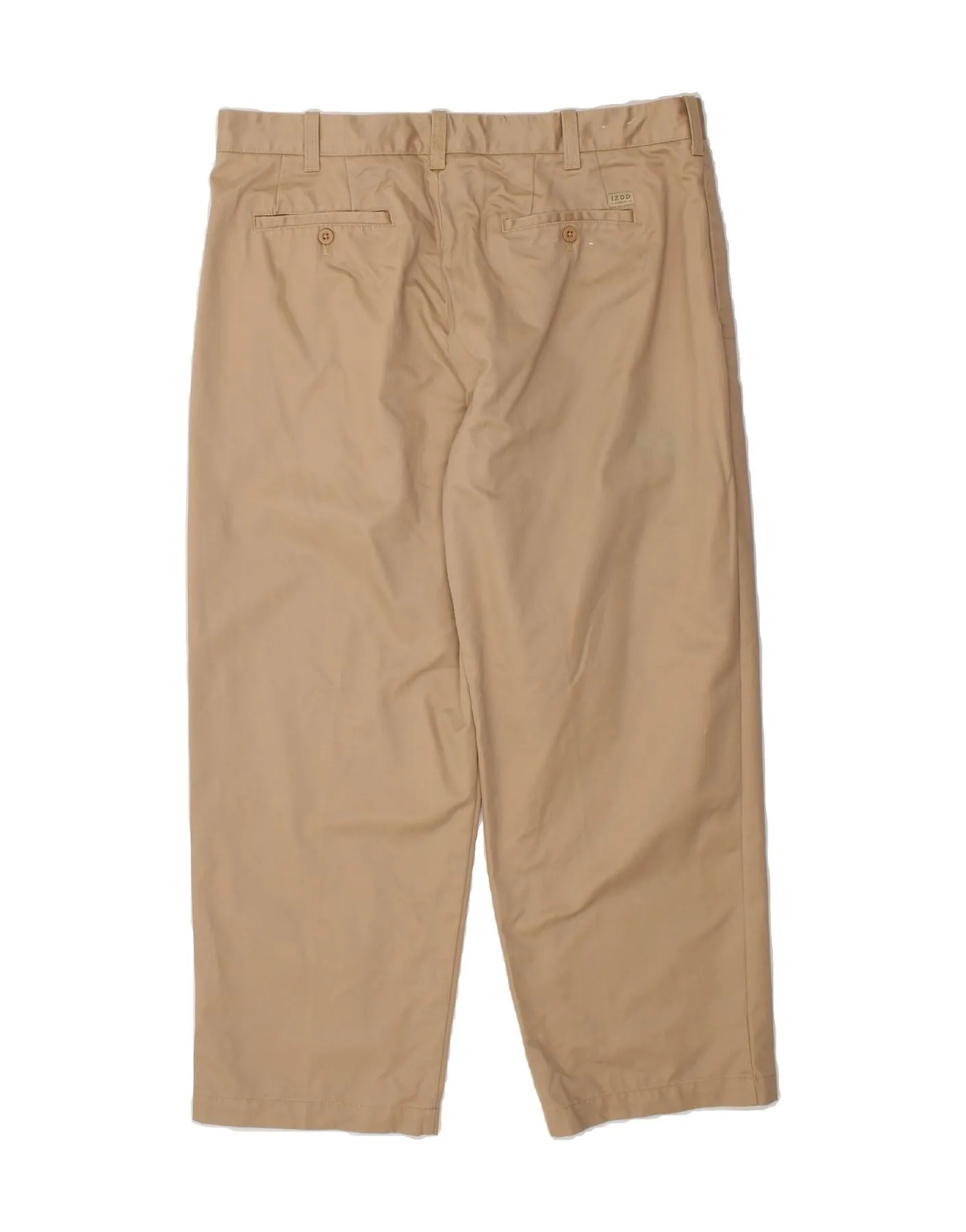IZOD Mens Straight Chino Trousers W40 L30 Beige Cotton