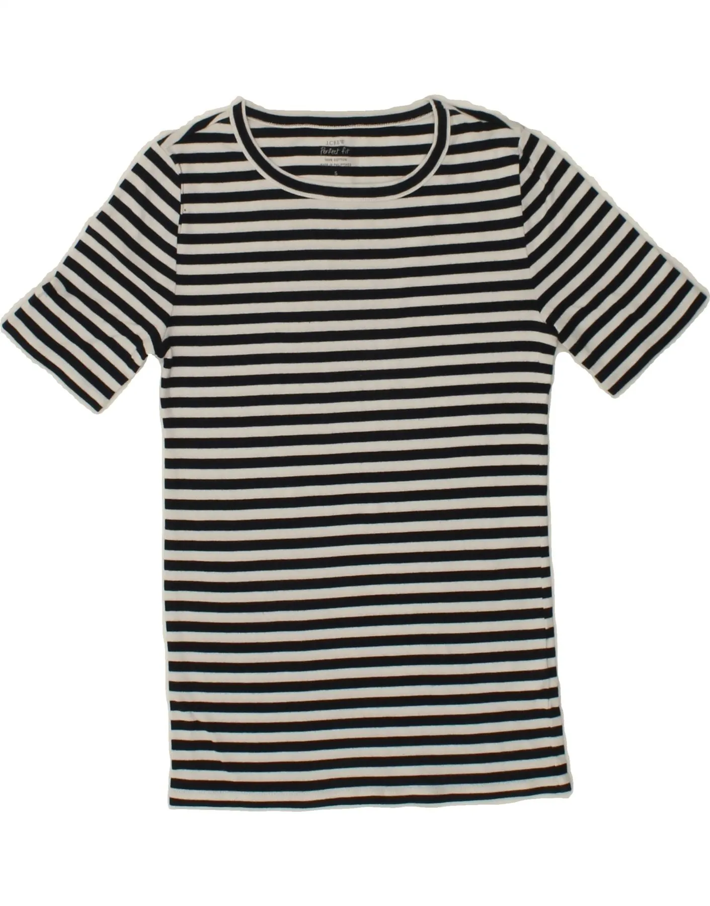 J. CREW Womens Perfect Fit Oversized T-Shirt Top UK 10 Small Black Striped