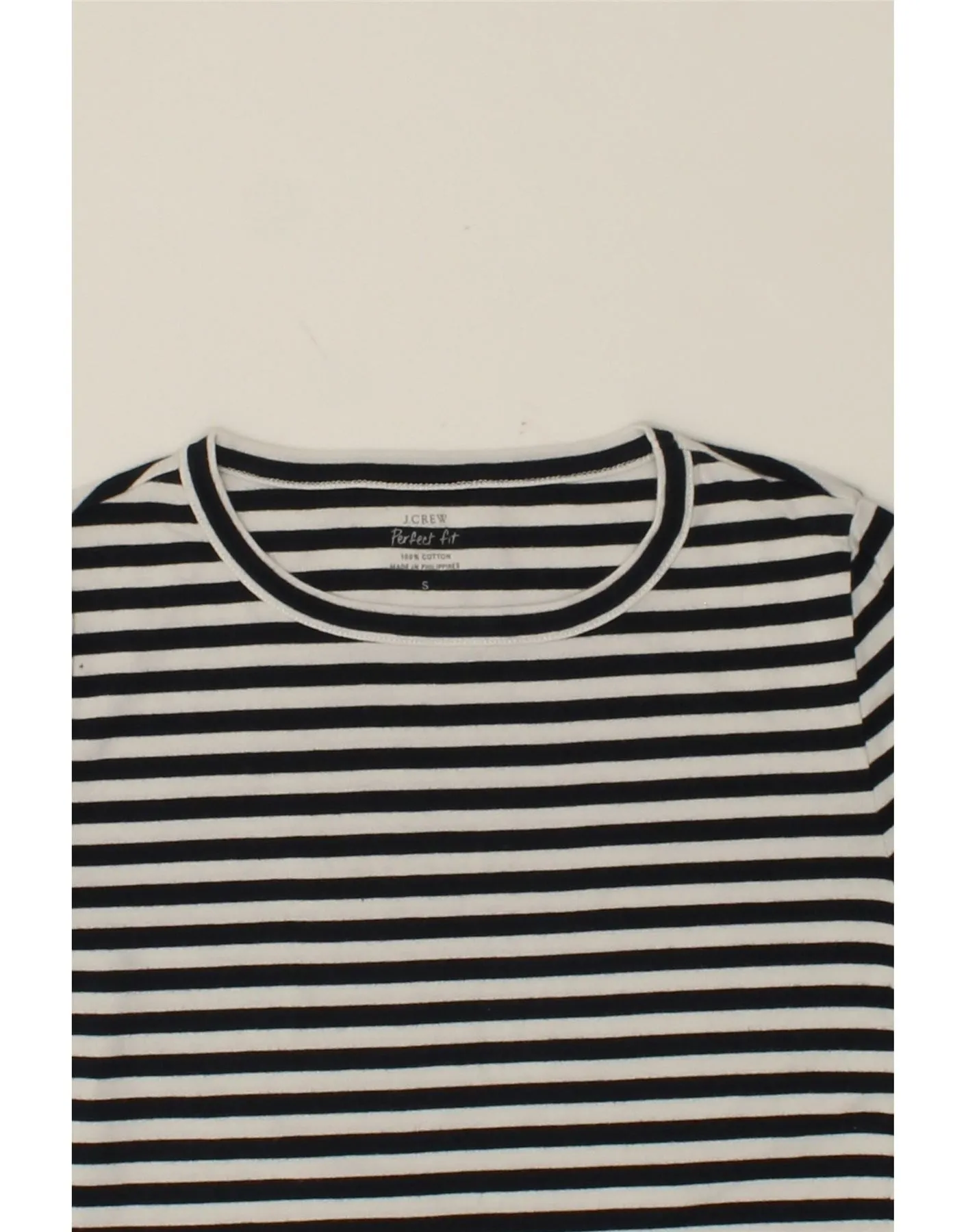 J. CREW Womens Perfect Fit Oversized T-Shirt Top UK 10 Small Black Striped