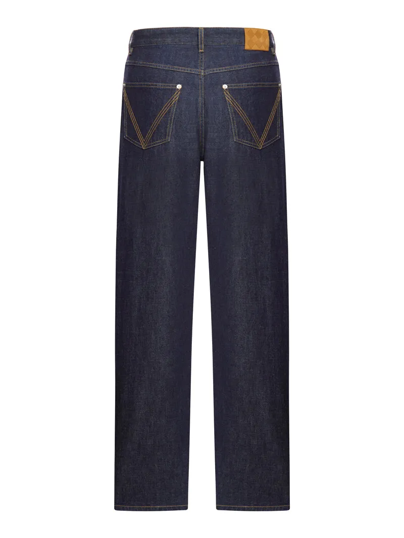 Jeans wide leg in denim scuro
