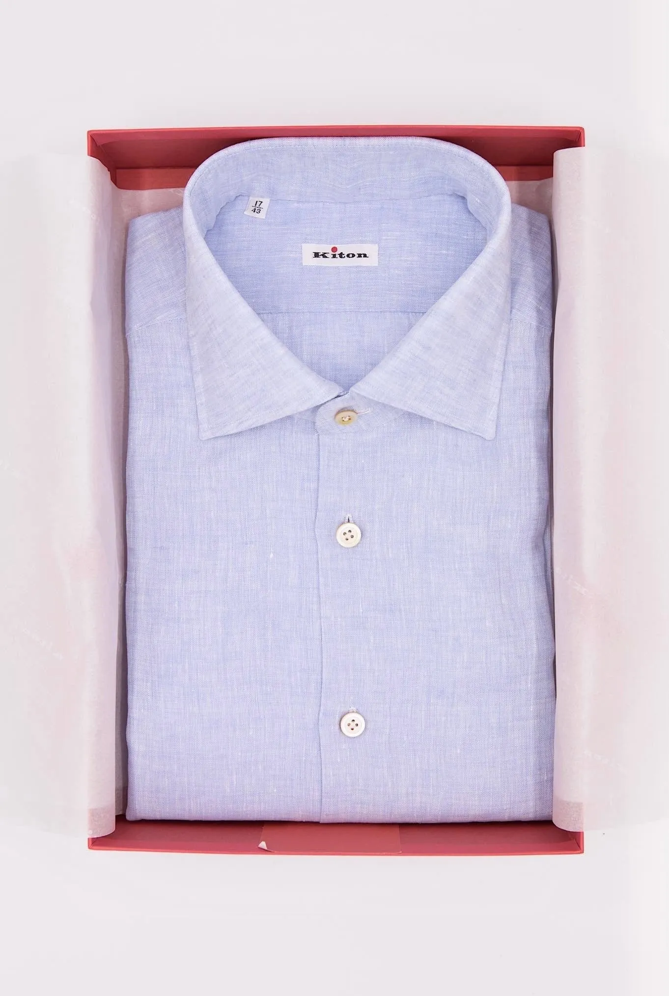 KITON Camicia Lino Celeste Mélange