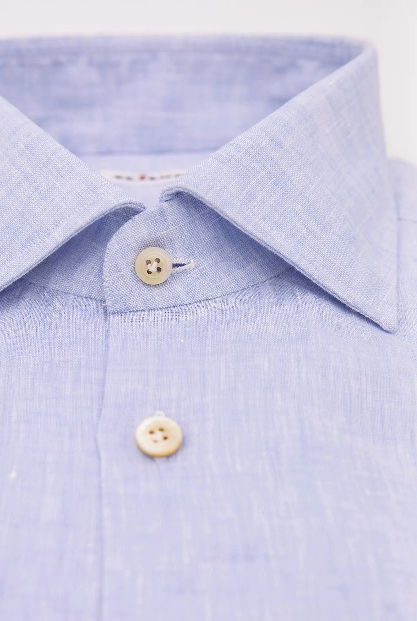KITON Camicia Lino Celeste Mélange