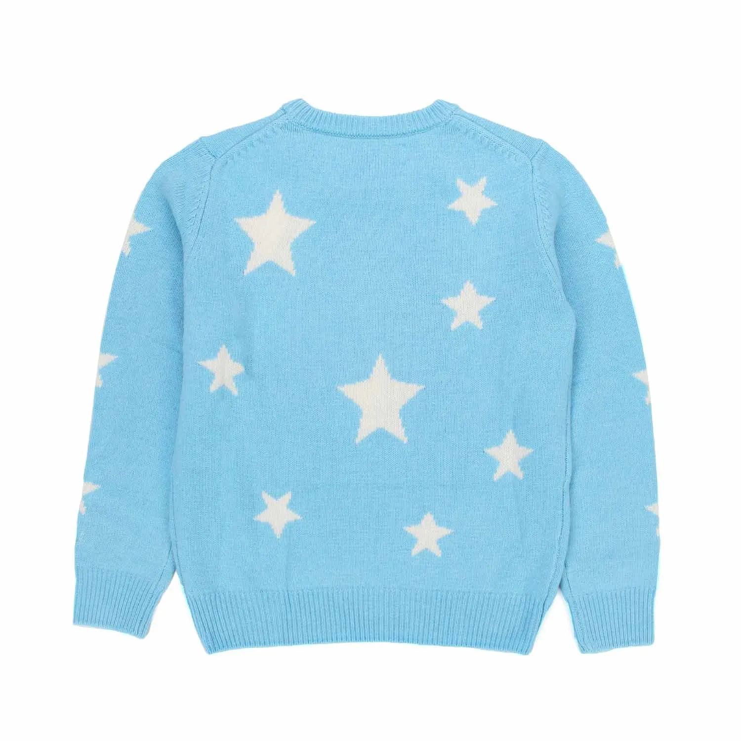 Maglione Celeste Con Stelle Bambina E Teen