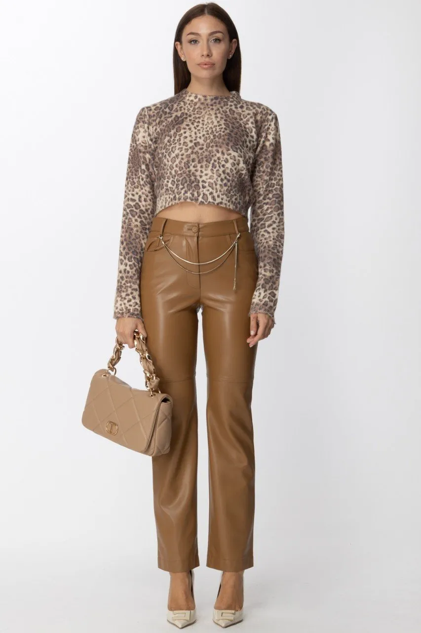 Maglione crop con stampa animalier DUSTY-MAKU