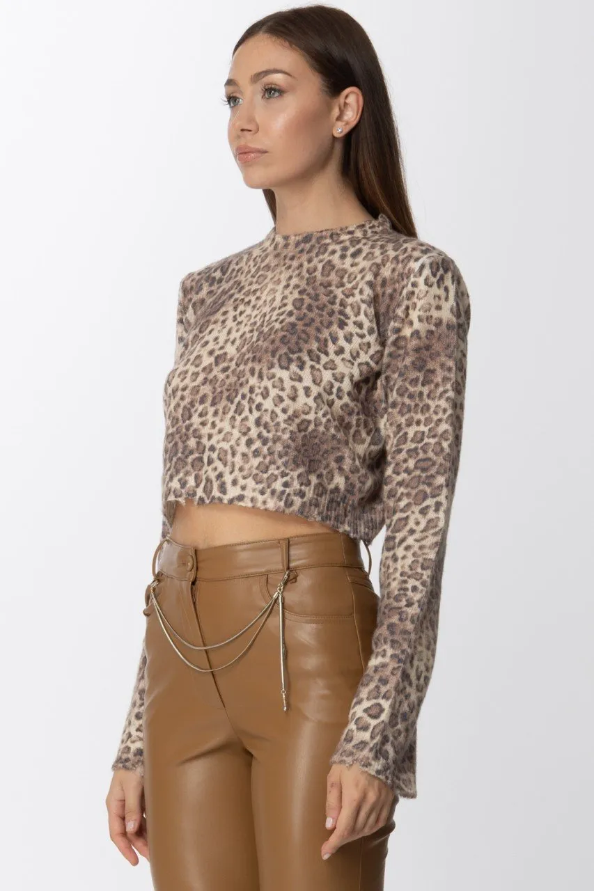 Maglione crop con stampa animalier DUSTY-MAKU