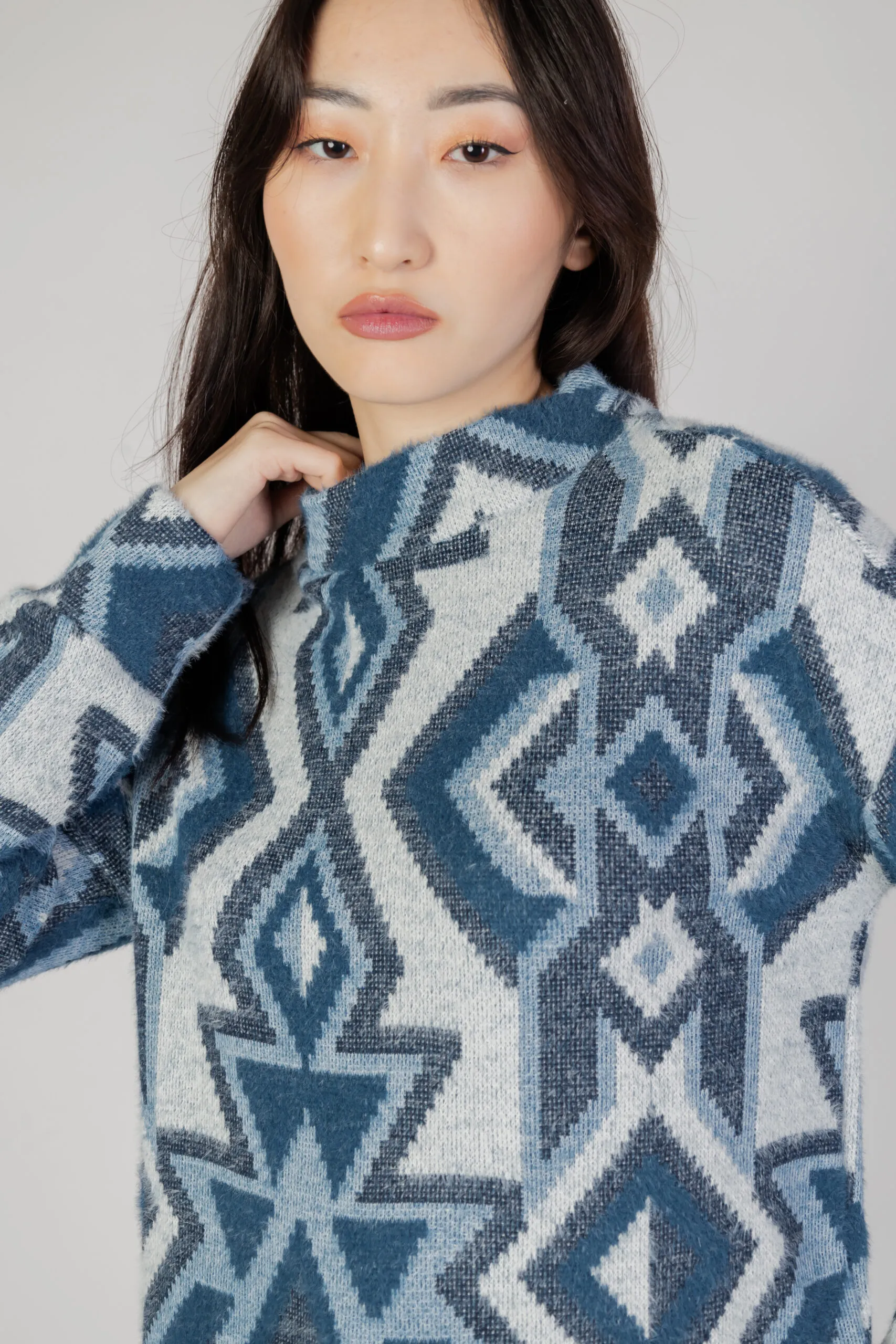 Maglione Street One fluffy dessin turtle Celeste