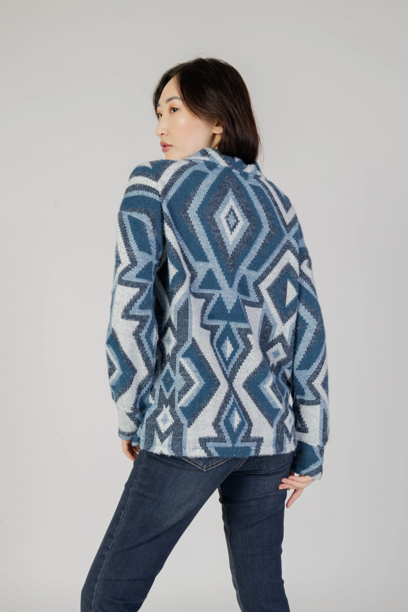 Maglione Street One fluffy dessin turtle Celeste