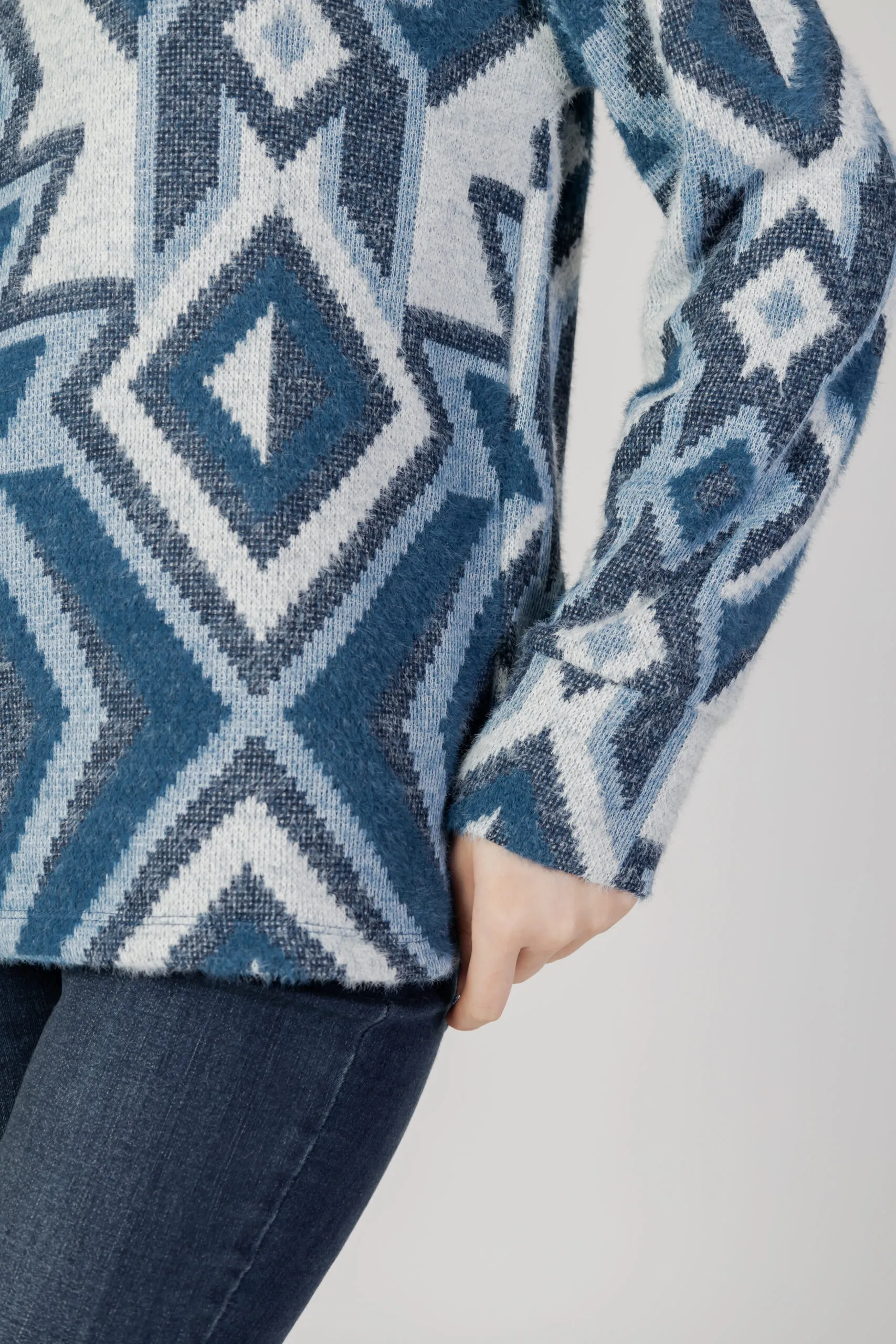 Maglione Street One fluffy dessin turtle Celeste