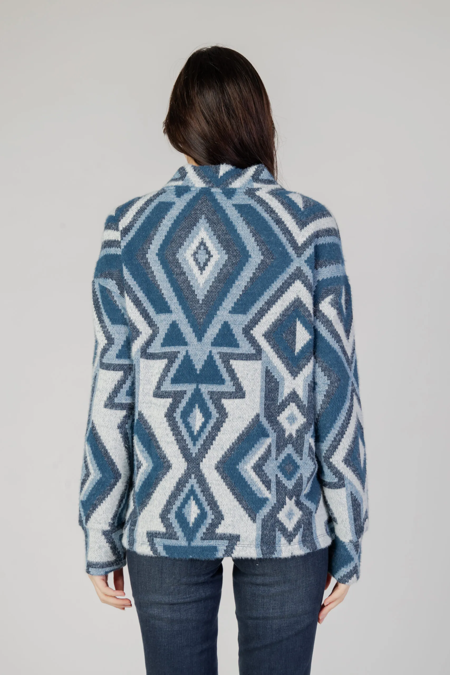 Maglione Street One fluffy dessin turtle Celeste