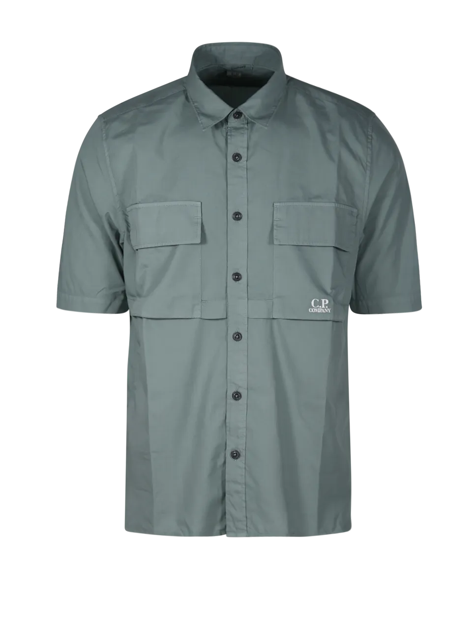 MEN CP COMPANY GREEN COTTON SHORT SLEEVED SHIRT