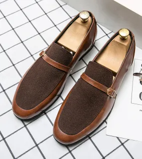 Mocassini Scarpe da uomo Pu Cuciture in tinta unita Finta pelle scamosciata Classic Fashion Business Casual Party Head Monk Buck