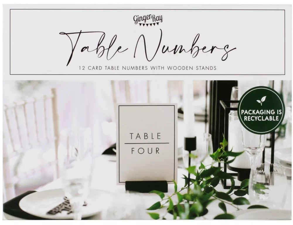 Numeri da tavolo in bianco e nero 1-12