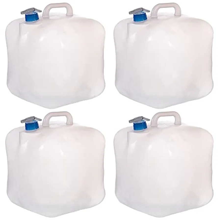 oAutoSjy 4 contenitori per l’acqua pieghevoli con beccuccio, in plastica, portatile, con manico, 10 l, borsa per cubo d’acqua di