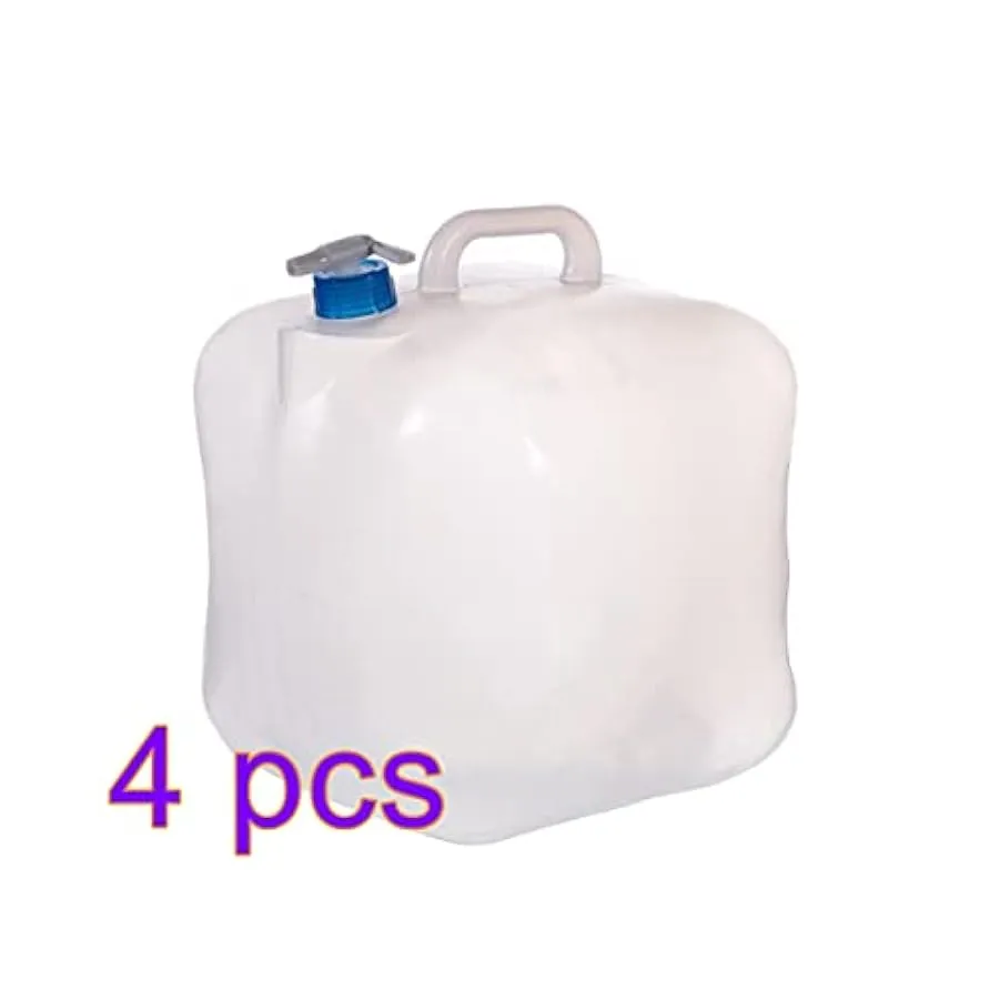 oAutoSjy 4 contenitori per l’acqua pieghevoli con beccuccio, in plastica, portatile, con manico, 10 l, borsa per cubo d’acqua di