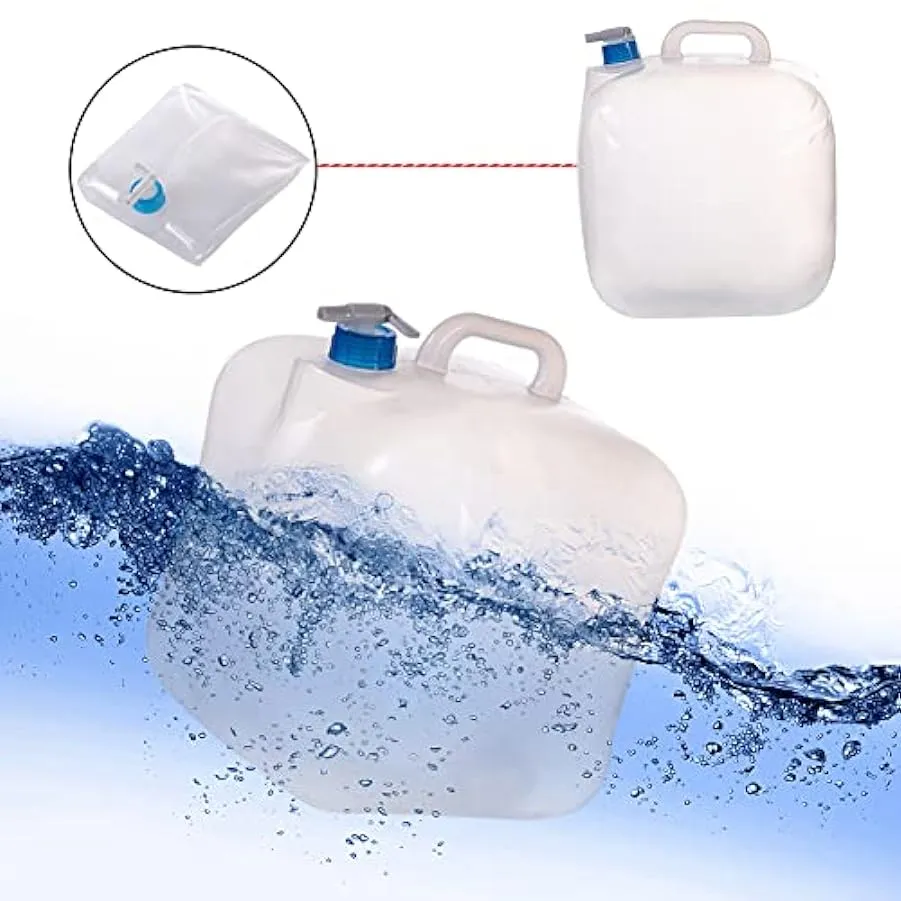 oAutoSjy 4 contenitori per l’acqua pieghevoli con beccuccio, in plastica, portatile, con manico, 10 l, borsa per cubo d’acqua di