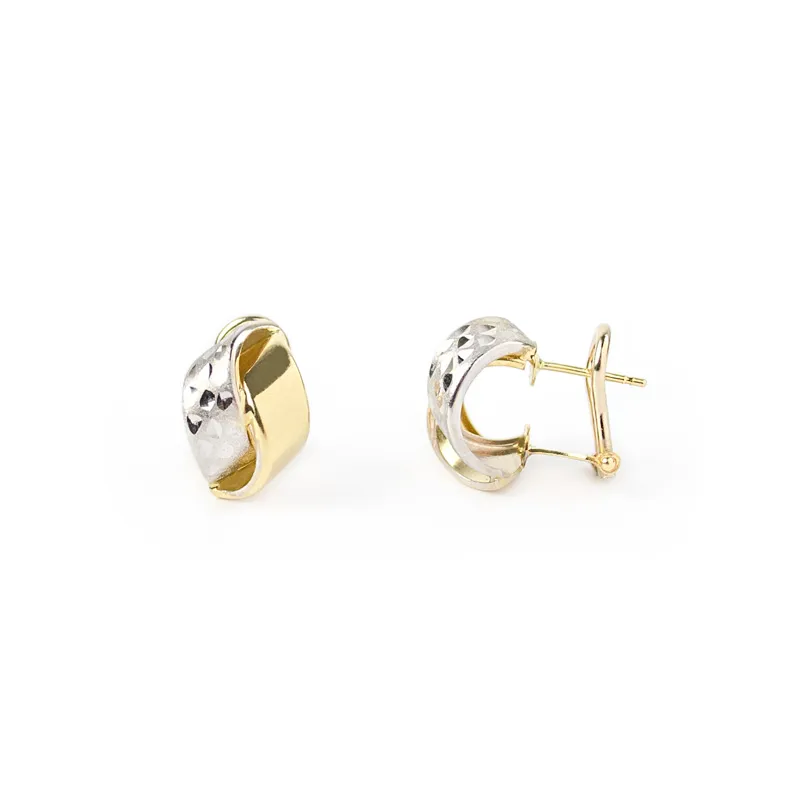 Orecchini clips in oro giallo e oro bianco