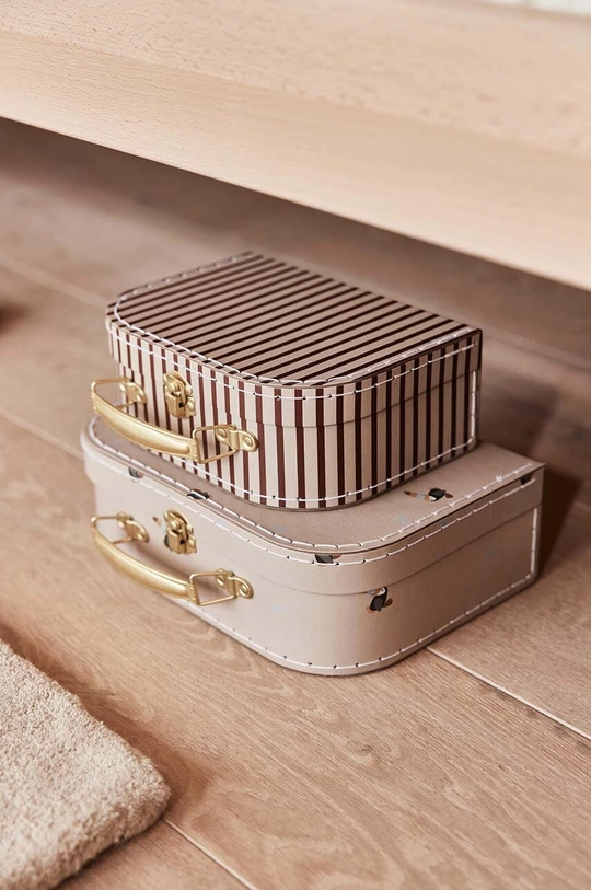 OYOY set contenitori Mini Suitcase Toucan & Stripe pacco da 2