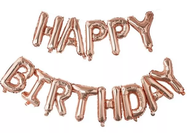 Palloncino Happy Birthday rosa 5m x 41cm