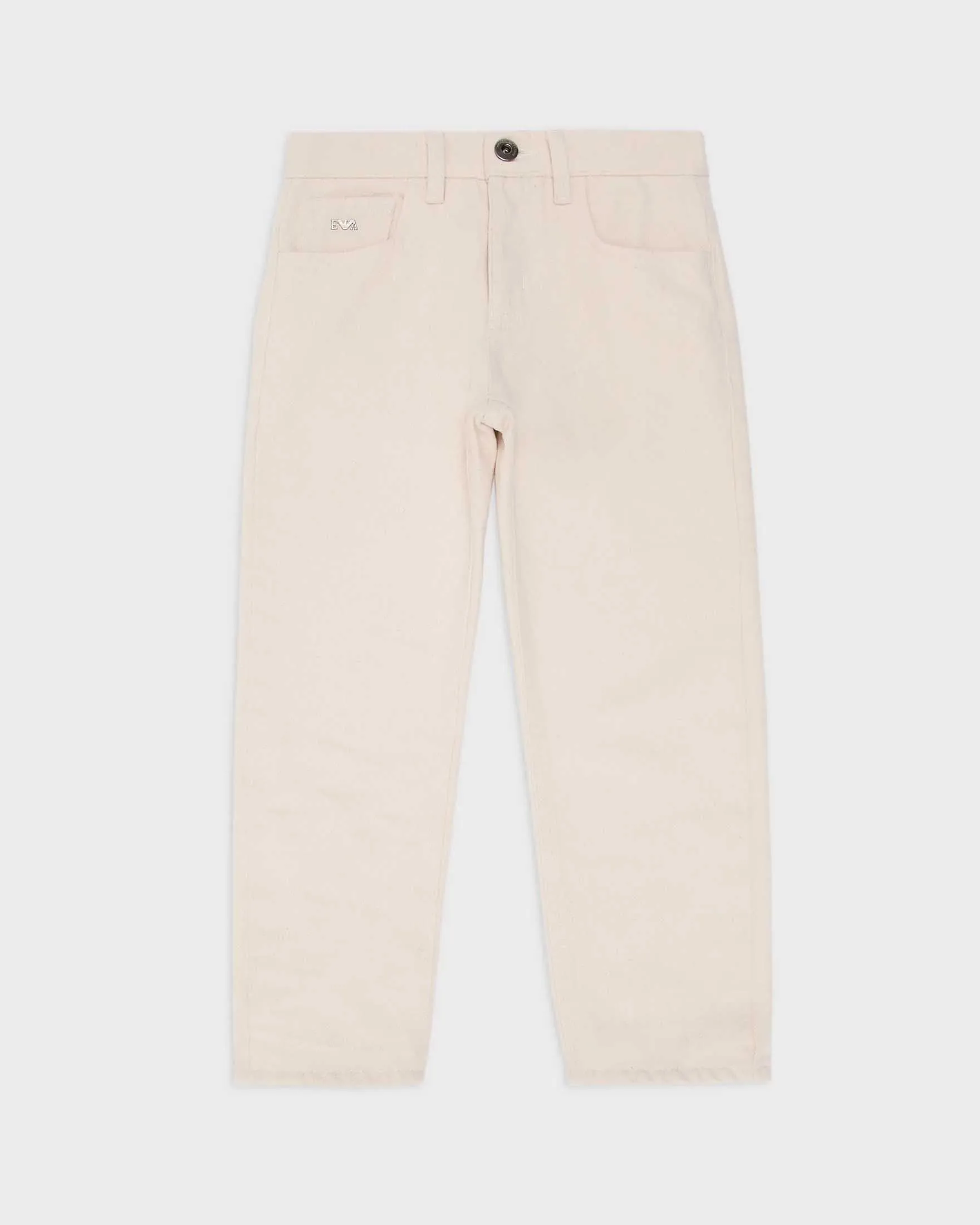 Pantalone cinque tasche avorio wide leg in cotone biologico 10-14 anni