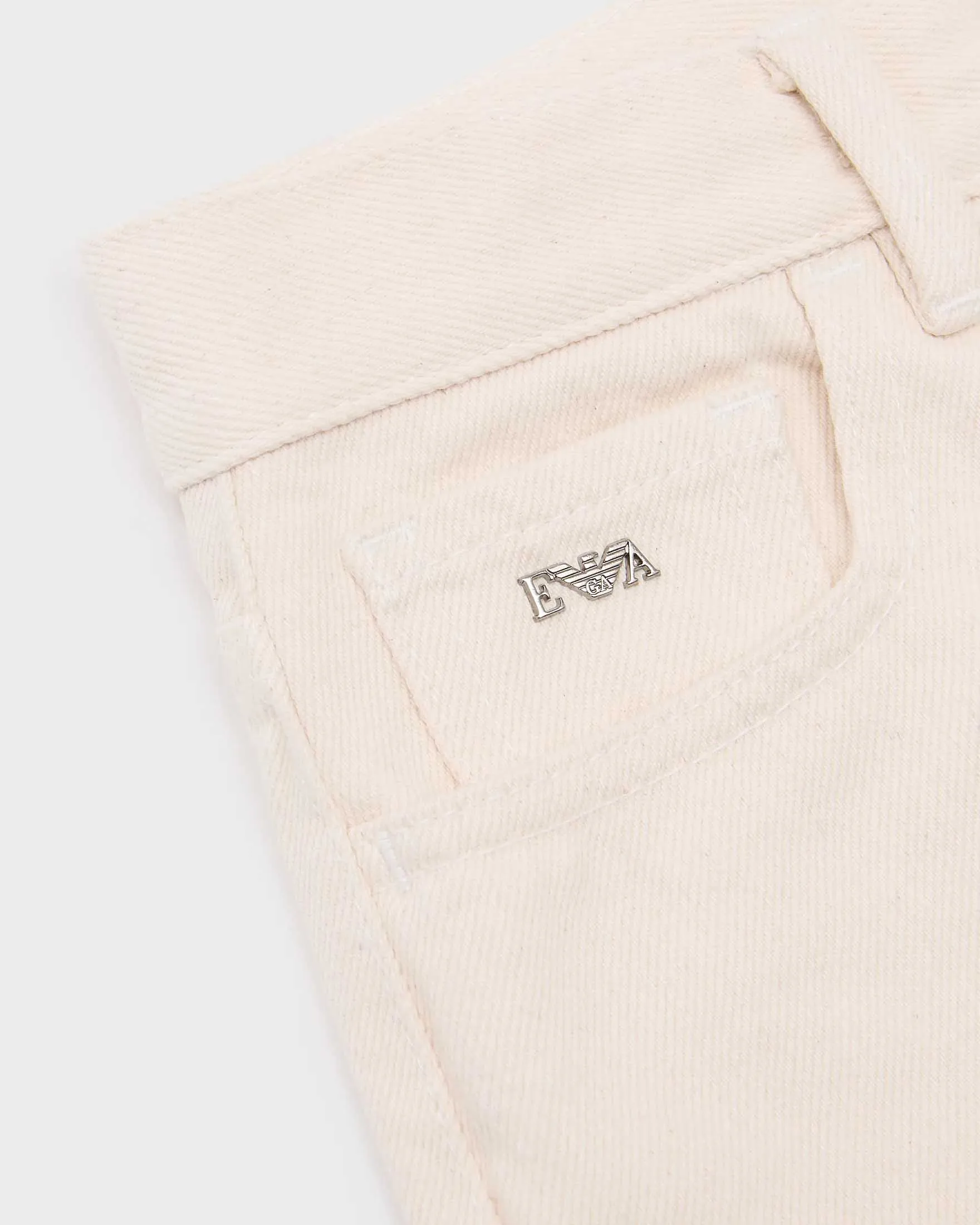 Pantalone cinque tasche avorio wide leg in cotone biologico 10-14 anni