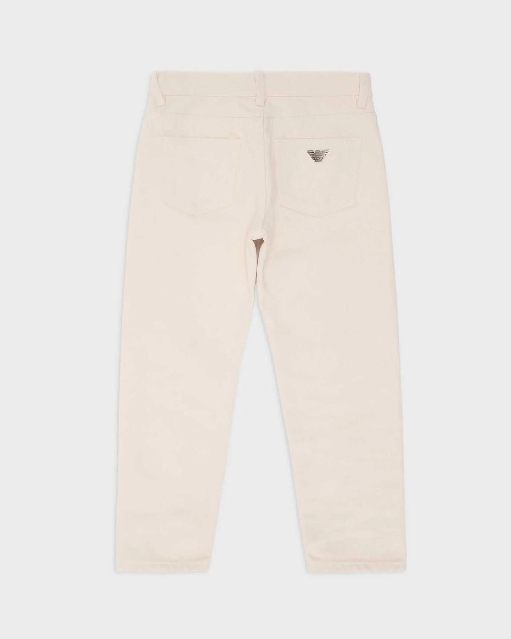 Pantalone cinque tasche avorio wide leg in cotone biologico 10-14 anni